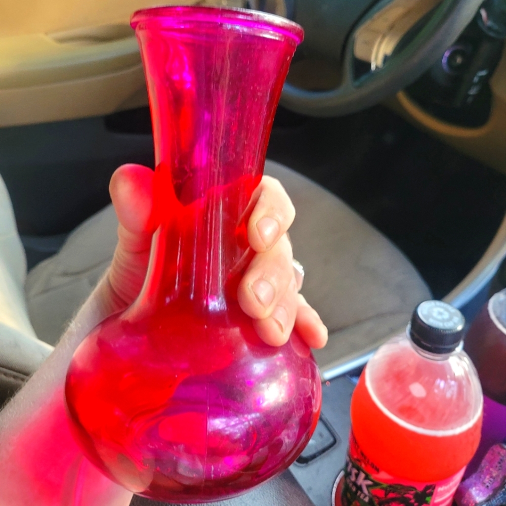 Hand-blown pink vase